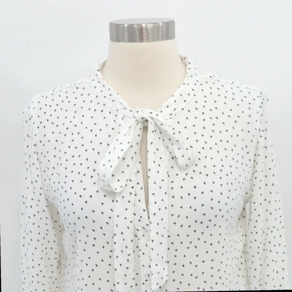 RAILS | White Long Sleeve Rayon Heart Colette Button Down Neck Tie Size Large - Picture 4 of 11